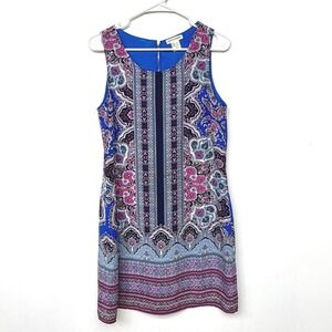 Artisan NY  Womens Blue Pink Paisley Print Sleeveless Zipper Dress Size 4‎